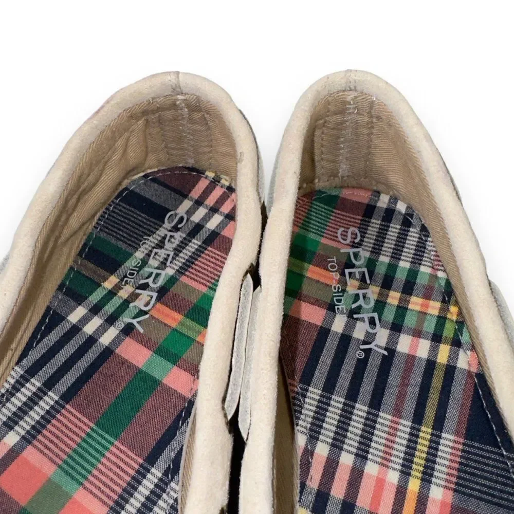 Sperry Authentic Original Skimmer Pin Perforated Boat Shoes Cream Women's 6.5‎